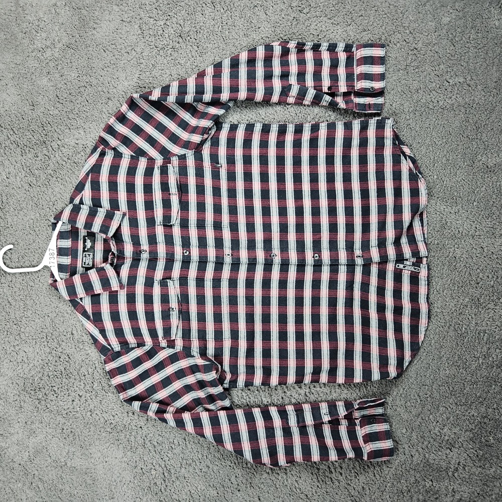 Nike Mens M Multi Plaid Flannel Button Down Shirt Workwear